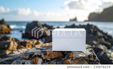 Empty Box on Rough Rocks by the Sea Empty Box on Rough Rocks by the Sea 130676224