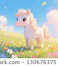 Animated white and pink horse 130676375