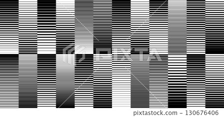 Line halftone gradient background. Fading striped gradation wallpaper. Black and white halfton line wallpaper for overlay, print, cover. Vector repeated linear rectangle strip patern backdrop 130676406