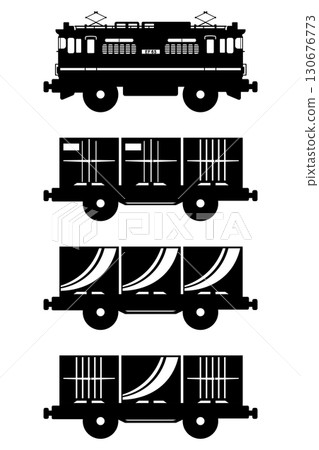 玩具式EF65電力機車和貨櫃輪廓插圖集 130676773