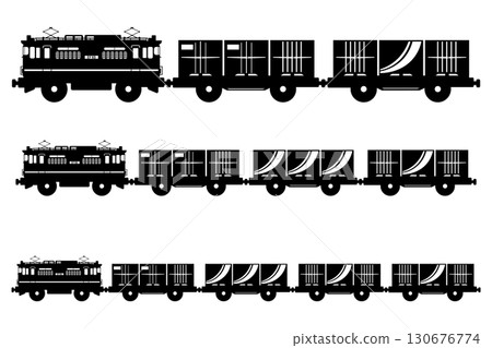 Illustration set of a toy-style EF65 electric locomotive and a container Illustration set of a toy-style EF65 electric locomotive and a container 130676774