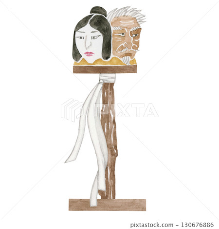 地獄頭杖水彩插圖 地獄頭杖水彩插圖 130676886