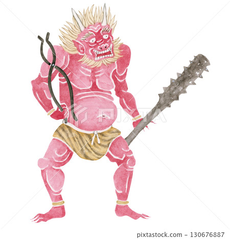 Hell prison guard red demon watercolor illustration Hell prison guard red demon watercolor illustration 130676887