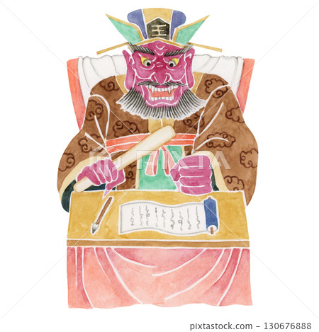 Hell King Enma watercolor illustration Hell King Enma watercolor illustration 130676888