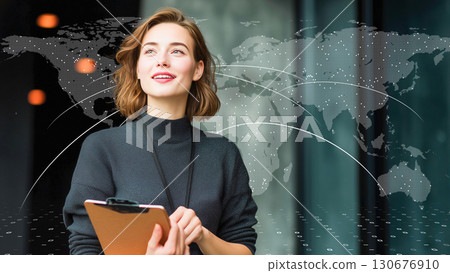 A contemporary female leader who represents international success and career growth 130676910