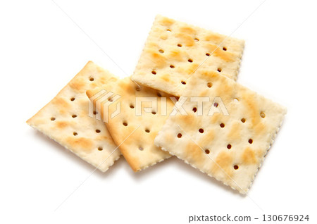 Square crackers on a white background Square crackers on a white background 130676924