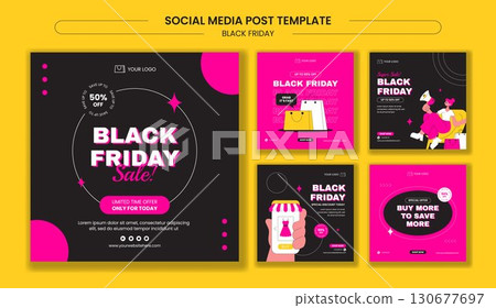 Black Friday Sale Event Social Media Post Cartoon Hand Drawn Templates Background Illustration 130677697