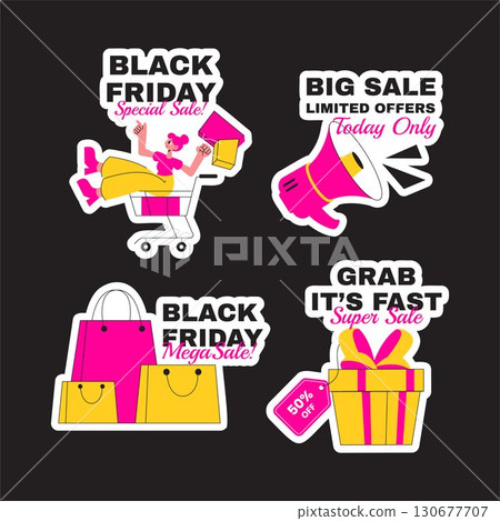 Label Design for Black Friday Sale Event Hand Drawn Templates Background Illustration Label Design for Black Friday Sale Event Hand Drawn Templates Background Illustration 130677707