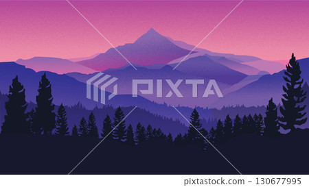 First Light of Day Over Mountain Range 130677995