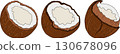 Vector colored illustrations of coconuts. Perfect for tropical for food themed designs.  130678096