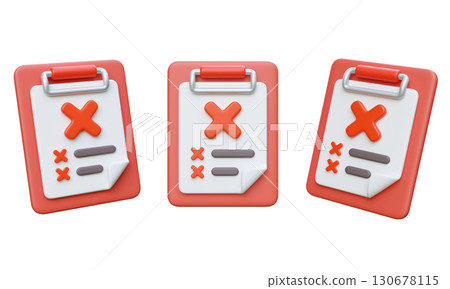 Checklist Rejected Clipboard 3D Icon Graphic 130678115