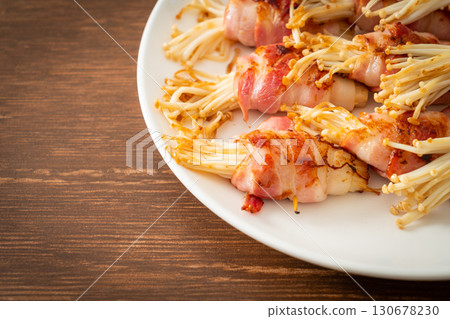 Bacon Wrapped Golden Needle Mushroom Bacon Wrapped Golden Needle Mushroom 130678230