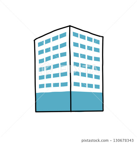 Hand-drawn illustration icon of office building exterior 130678343