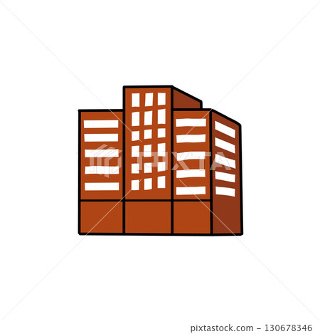 Hand-drawn illustration icon of office building exterior 130678346