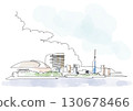 福岡市百道海濱風景、一筆畫、水彩畫 130678466