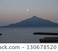 Scenery of Rebun Island, Hokkaido: Mount Rishiri and the moon 130678520
