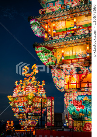 Noshiro Tenku no Fuyajo Tanabata Festival Lantern Castles in the Sky in Noshiro , Akita, Japan 130678666