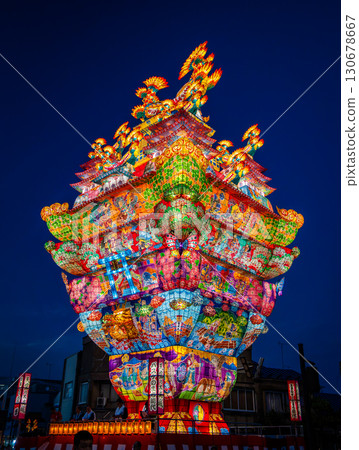Noshiro Tenku no Fuyajo Tanabata Festival Lantern Castles in the Sky in Noshiro , Akita, Japan 130678667
