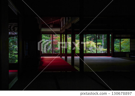 A Kyoto temple garden seen from inside 130678897