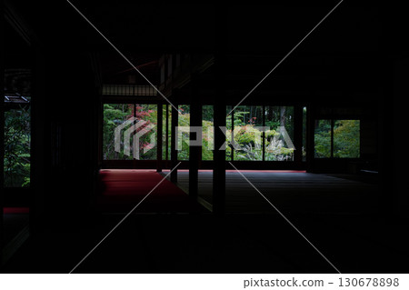A Kyoto temple garden seen from inside 130678898