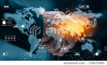 Handshake symbolizing international business cooperation 130678960