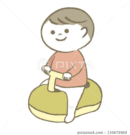 A child sitting in a caterpillar A child sitting in a caterpillar 130678969