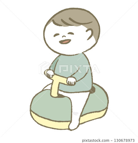 A child sitting in a caterpillar A child sitting in a caterpillar 130678973