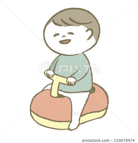 A child sitting in a caterpillar A child sitting in a caterpillar 130678974