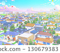 居住區柔和色彩城市街景背景流行 130679383