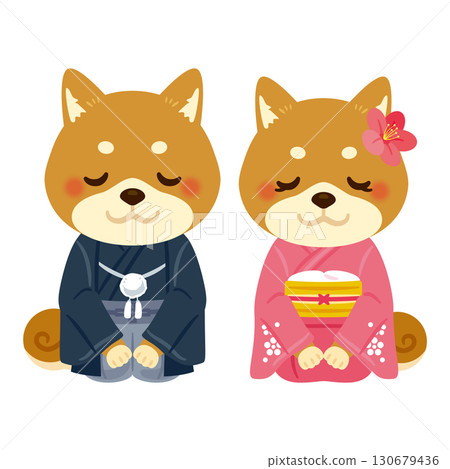狗年人物身著正式服裝，男女，鞠躬 130679436