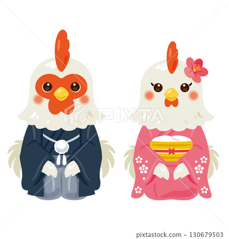 雞年人物，男女，衣著華麗 130679503