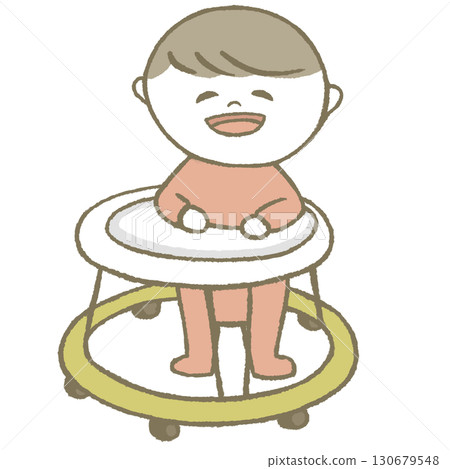Baby on a walker 130679548