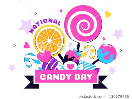 National Candy Day Vector Illustration on November 4, featuring Colorful Candies, Lollipops, and Sweets in a Fun Flat Style Cartoon Background National Candy Day Vector Illustration on November 4, featuring Colorful Candies, Lollipops, and Sweets in a Fun Flat Style Cartoon Background 130679786
