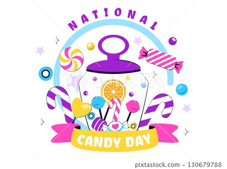 National Candy Day Vector Illustration on November 4, featuring Colorful Candies, Lollipops, and Sweets in a Fun Flat Style Cartoon Background 130679788