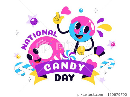 National Candy Day Vector Illustration on November 4, featuring Colorful Candies, Lollipops, and Sweets in a Fun Flat Style Cartoon Background 130679790