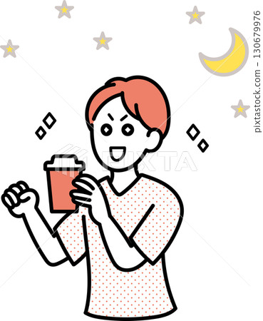 值班醫生因咖啡因從困倦中醒來的插圖 130679976