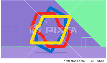 Abstract Colorful Interlocking Geometric Shapes Design 130680681