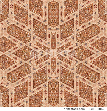 Mixed embroidery and batik art work for screen printing carpet, rug, fabric, tiles and flooring. Pattern design for the home decor, wrapping paper, curtains, wall covering etc 130681062