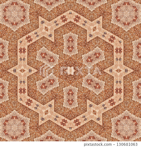 Mixed embroidery and batik art work for screen printing carpet, rug, fabric, tiles and flooring. Pattern design for the home decor, wrapping paper, curtains, wall covering etc 130681063