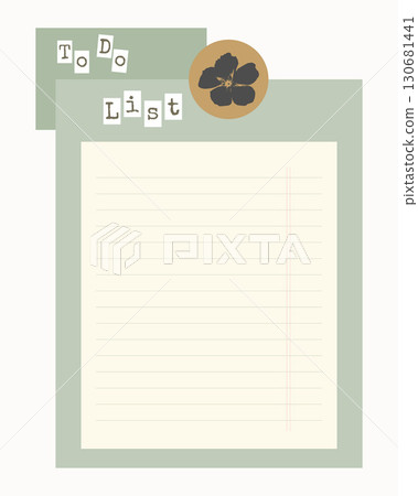 To-do list blank notebook sheet on vintage background with floral sticker rosehip flower, vintage collage background To-do list blank notebook sheet on vintage background with floral sticker rosehip flower, vintage collage background 130681441