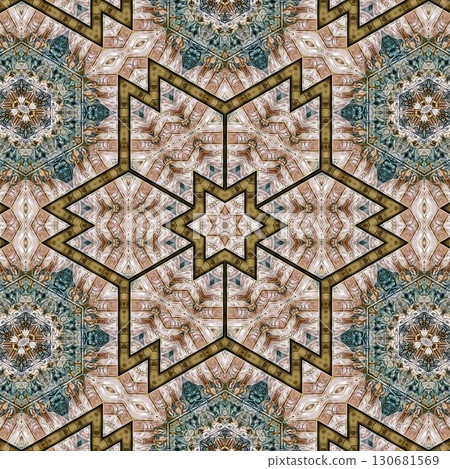 Geometric floral texture design for the website, theme. suitable for software background and user interface. medieval kaleidoscope pattern idea for print on fabric and floor carpet 130681569