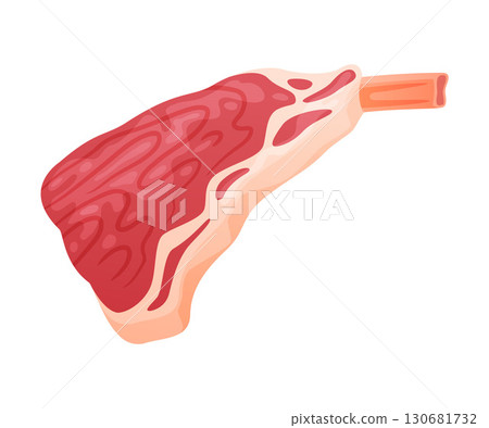 Beef Rib as Meat Product and Food Item from Butchery Shop Vector Illustration 130681732
