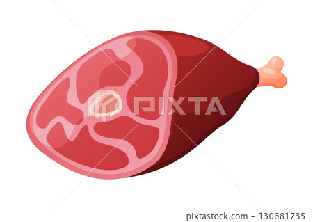Beef Ham as Meat Product and Food Item from Butchery Shop Vector Illustration 130681735
