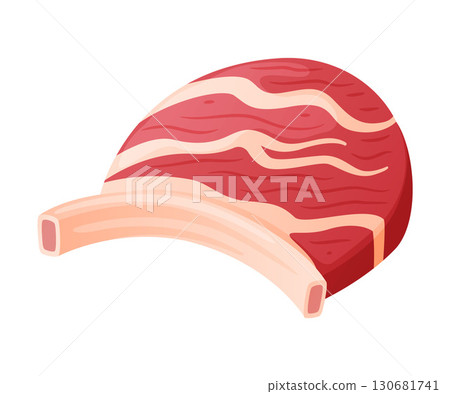 Beef Rib as Meat Product and Food Item from Butchery Shop Vector Illustration 130681741