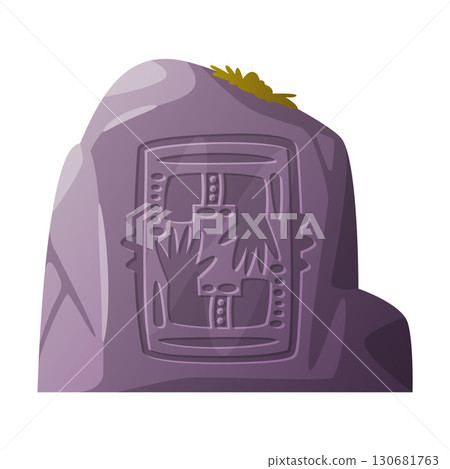 Stone with Maya and Aztec Symbol and Tribal Sign Engraving Vector Illustration Stone with Maya and Aztec Symbol and Tribal Sign Engraving Vector Illustration 130681763