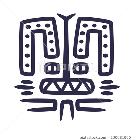 Maya Civilization Symbols and Primitive Traditional Sign Vector Illustration 130681960