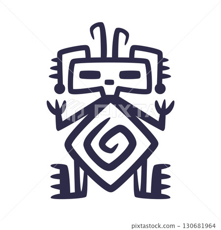 Maya Civilization Symbols and Primitive Traditional Sign Vector Illustration 130681964