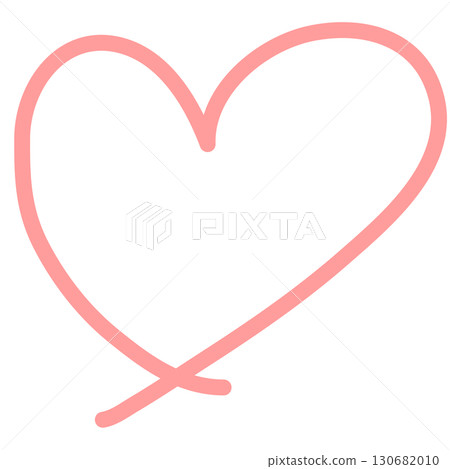 Simple line art of a hand-drawn pink heart 130682010
