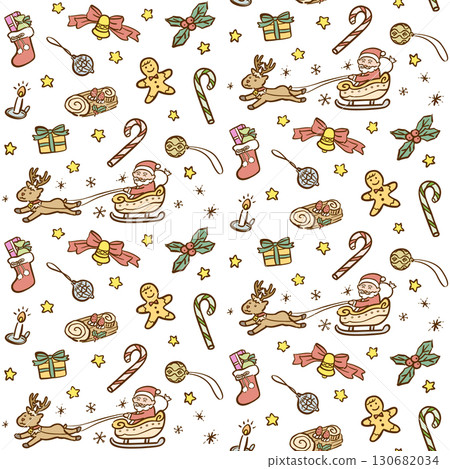 Cute Christmas background material in color 130682034