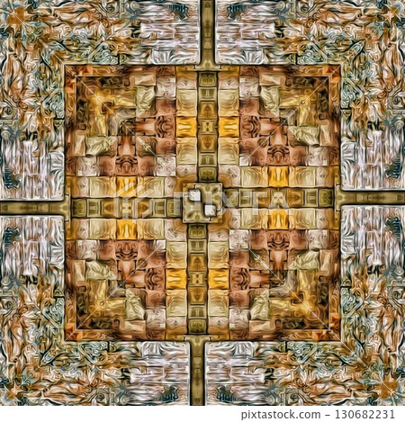 Tribal concept design for textile, flyer, brochure, magazine cover printing. Indigenous fashion pattern background for interior decoration and traditional costume or handicraft making 130682231